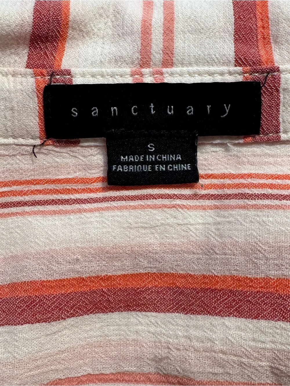 Sanctuary Striped Coral and Cream Button-Up Shirt - Size S